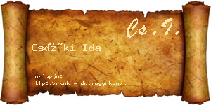 Csáki Ida névjegykártya