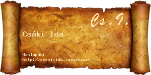 Csáki Ida névjegykártya